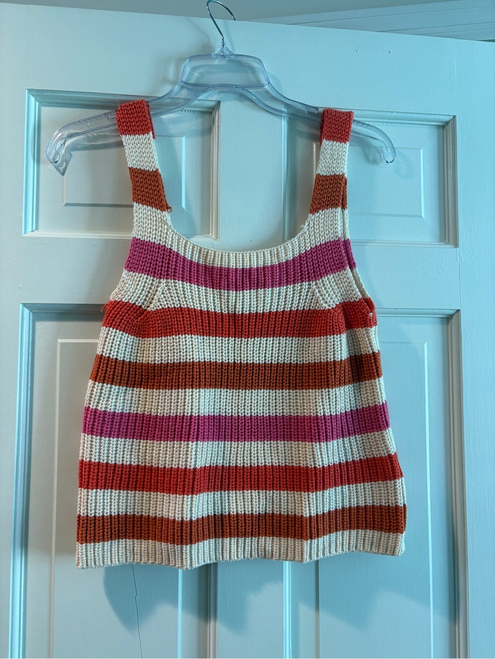 FRNCH Paris Orange Pink & White Knit Tank